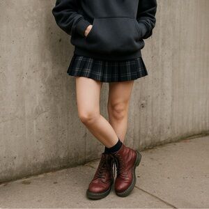 DR. MARTENS 90s Vintage Made In England Oxblood High Top Lace Up AirWair Boots